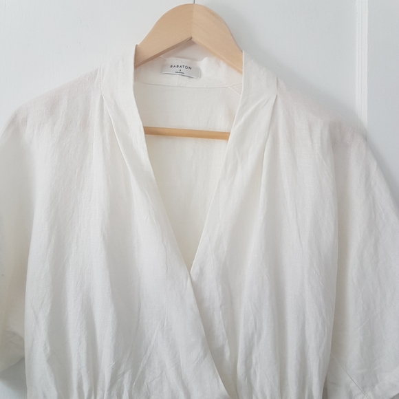 Aritzia Babaton Tahoma Blouse 100% Linen Cream Sz S - Picture 5 of 15